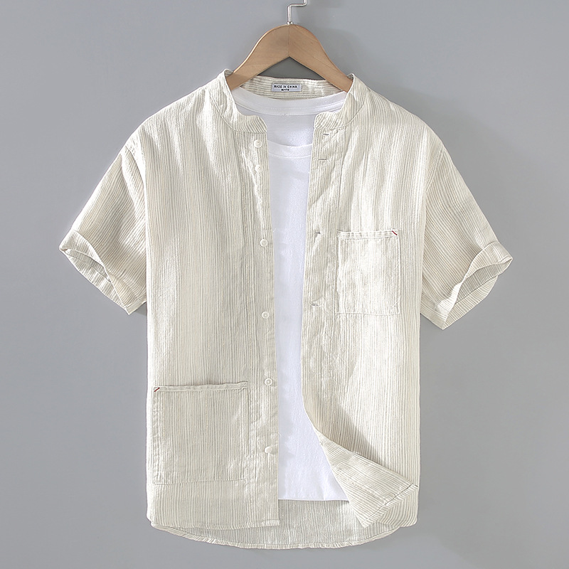 Delicate touch of linen linen Men's shirt Soft and smooth sweat-wicking and irritation-free