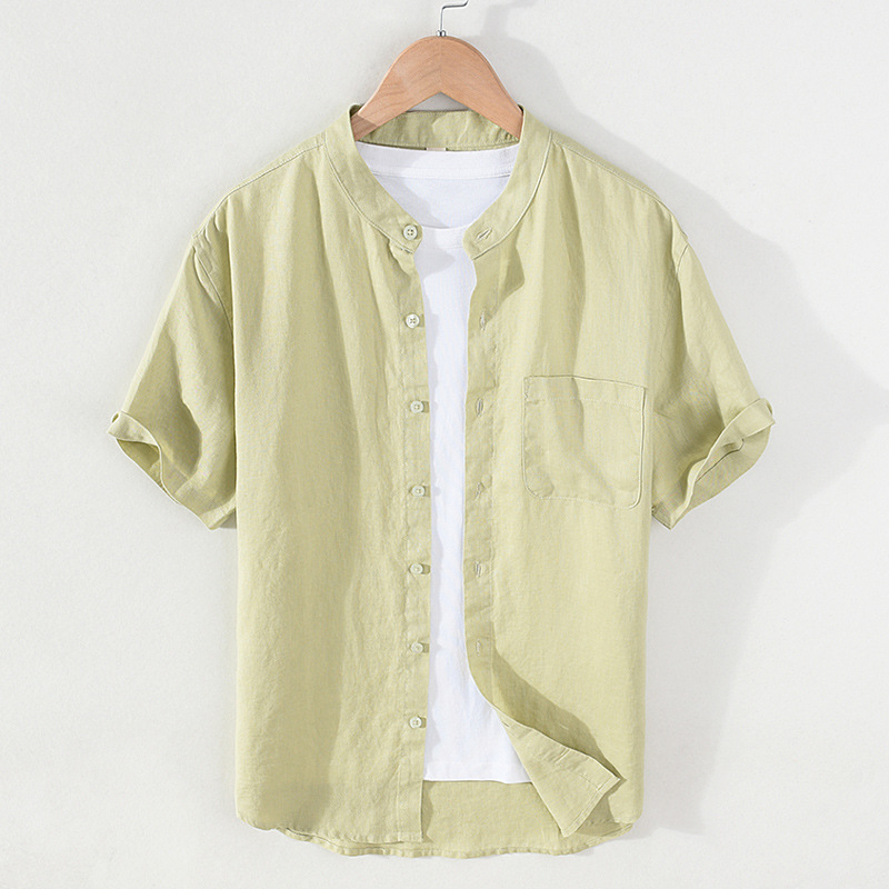 Glossy natural feel linen Men's shirt Soft and smooth sweat-wicking and irritation-free material
