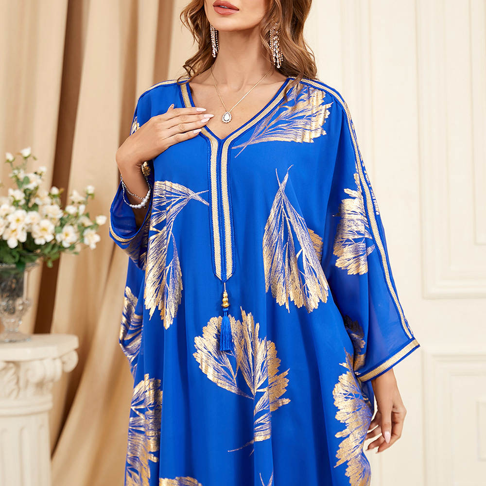 Jalabiya blue bronzing cotton blend  dress