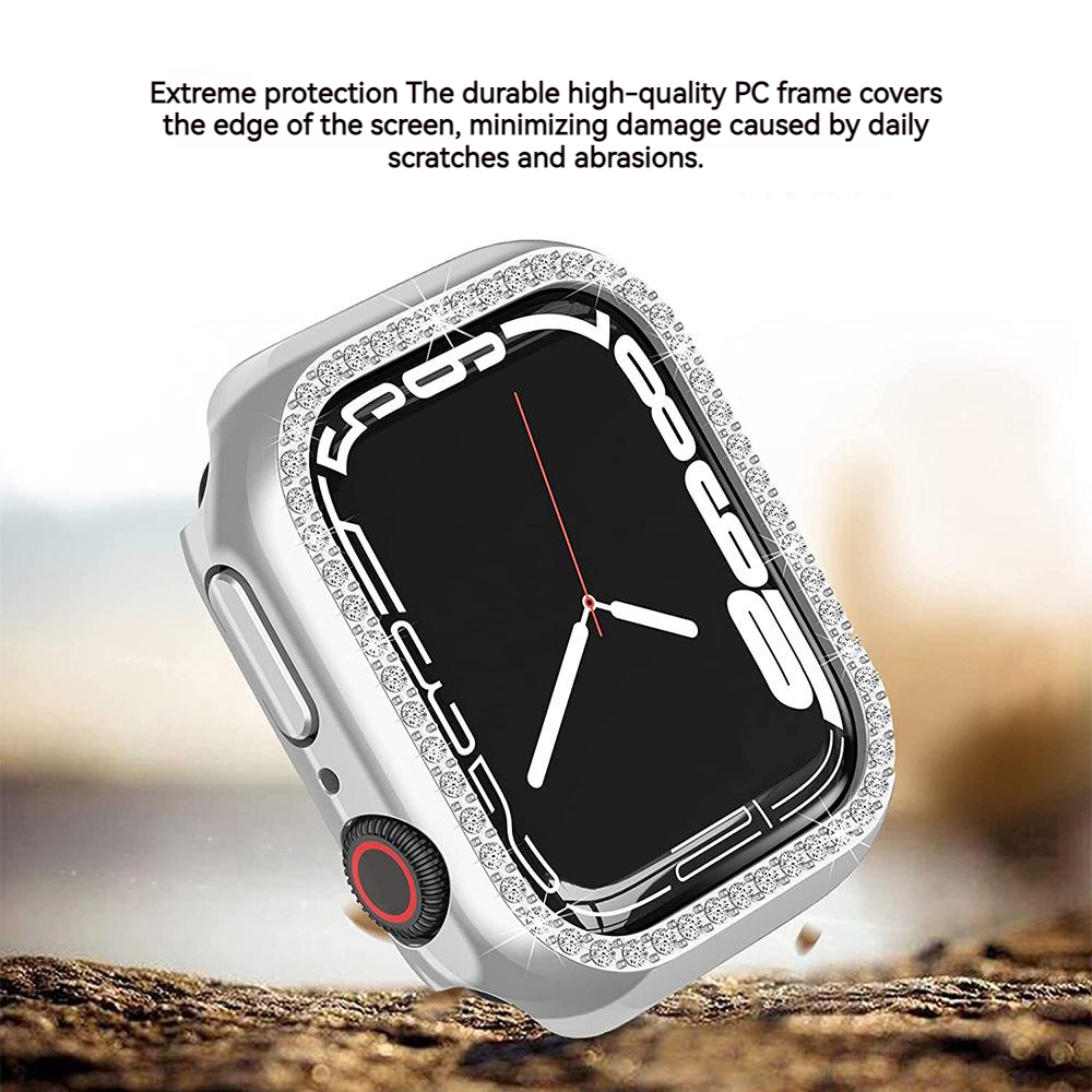 Ultra-Thin Hollowed-out PC Diamond-Encrusted Watch Case suitable for Apple Watch 1st to 8th Generation