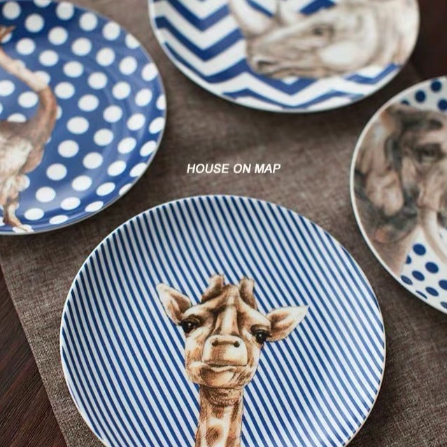 Country-style Creative Ceramic Dinner Plate for Home Use