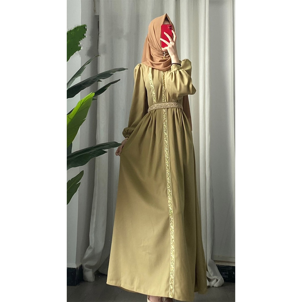 Solid color women's Muslim fashion long dress