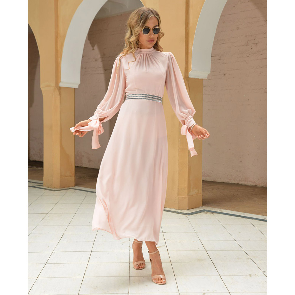 High-end Chiffon Puff Sleeve Women's Long Sleeve Dress