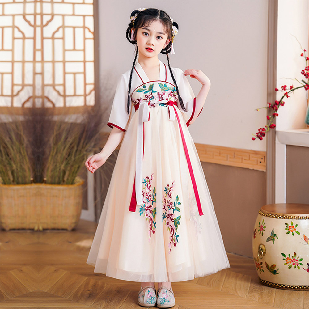 Girls' Chinese-style ethereal princess dress, hanfu ruqun for little girls, ancient-style qipao dress