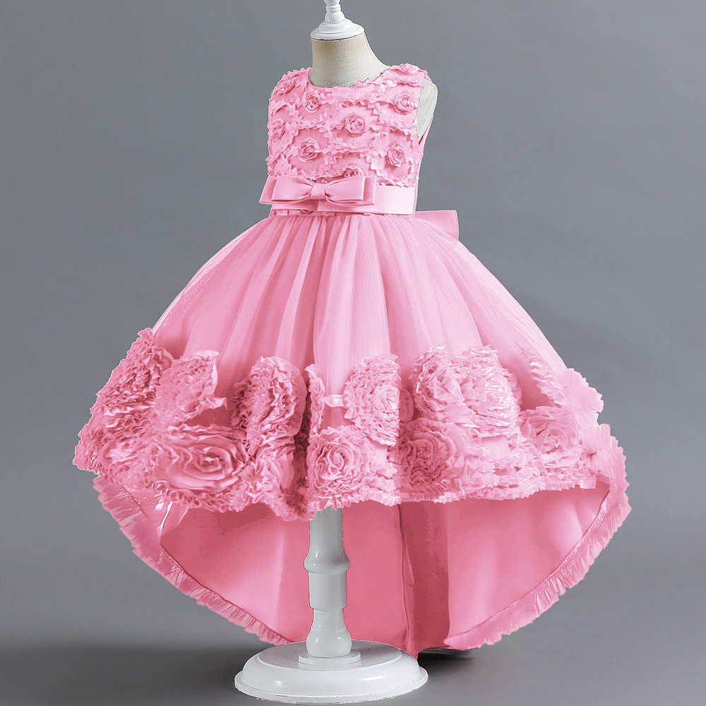 Girls' formal dress, princess dress with net tulle fluffy skirt, flower girl hosting performance piano performance dress