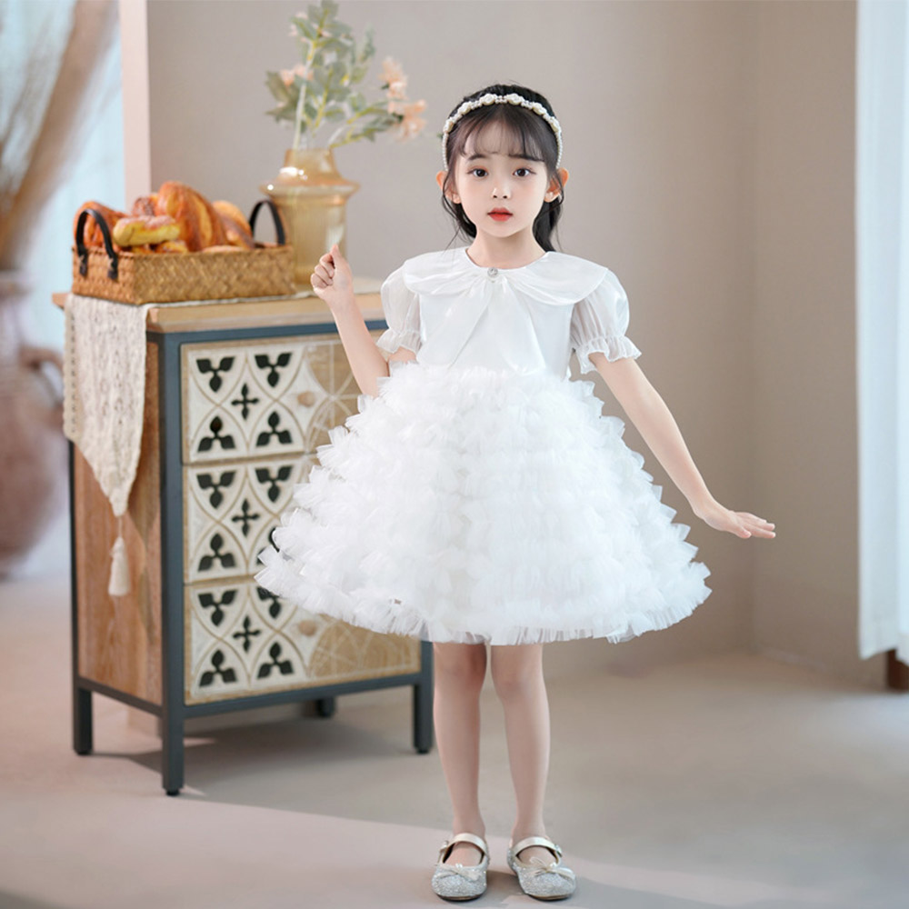 Girls' princess high-end fashionable fluffy skirt, children's formal dress with short sleeves, baby onesie