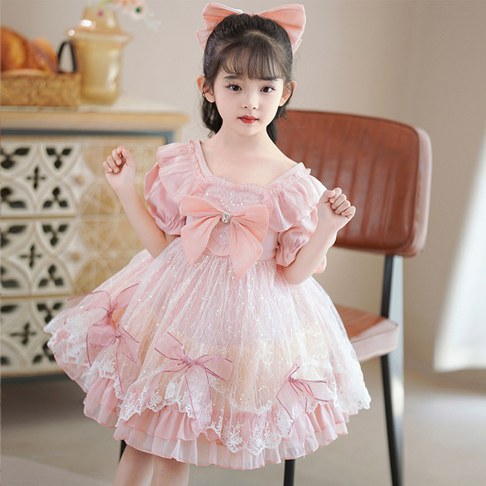 Children's princess dress, girls' puff sleeve dress, small fluffy tulle dress, children's clothing