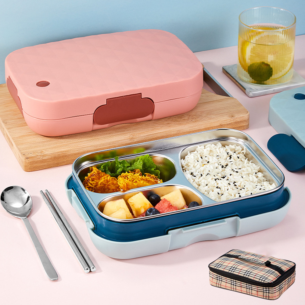  304 Stainless Steel Children's Lunch Box, suitable for Students, with Microwave Heating capabilities and Divided Compartments, perfect for Separating Meals and keeping them Warm in a Sealed Container