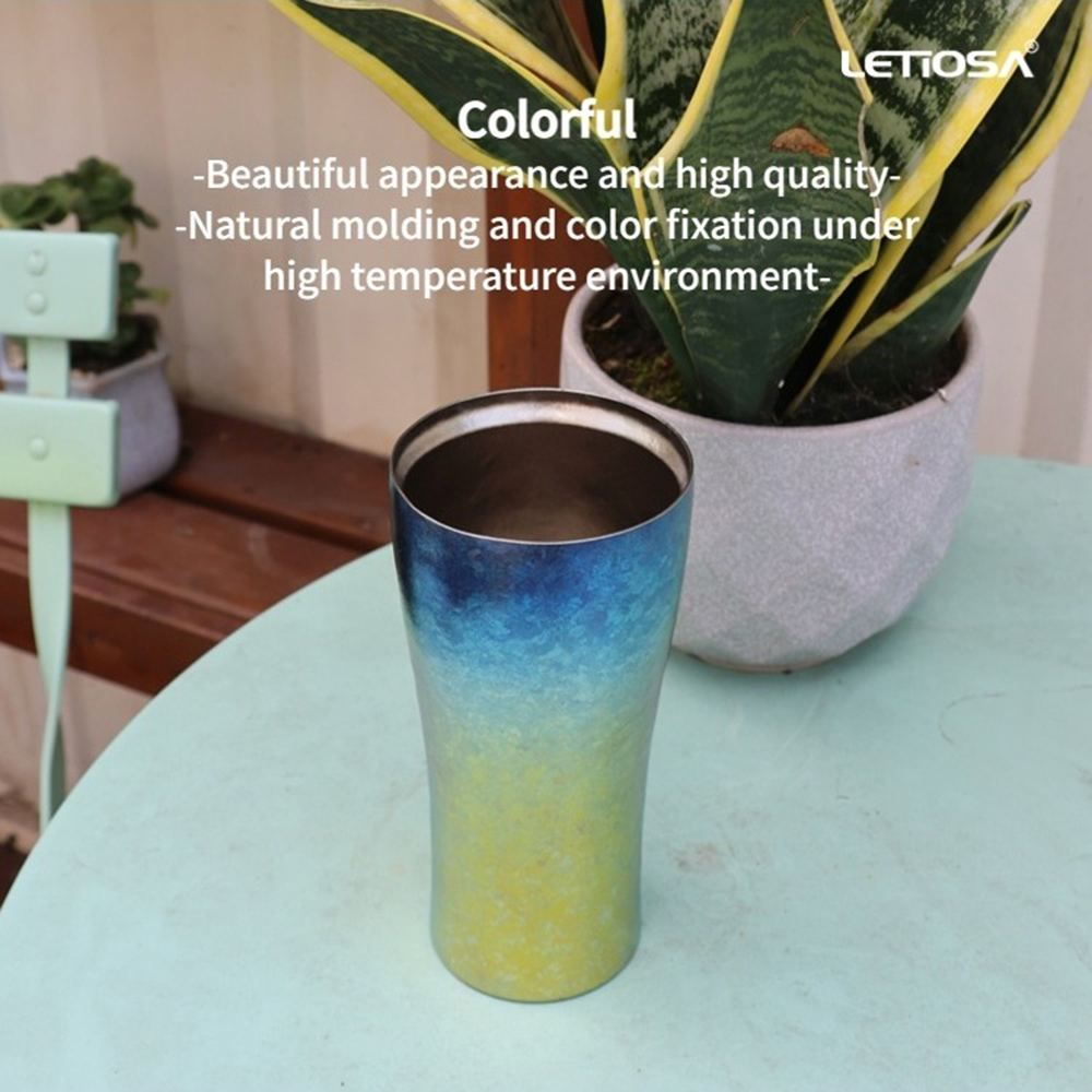 Outdoor Home Pure Titanium Craftsmanship Colorful Double-Layer Beer Mug - Gilded Azure