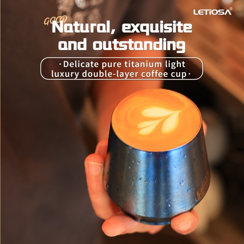  Outdoor Home Pure Titanium Craftsmanship Luxury Double-Layer Coffee Cup - Stellar Deep Blue