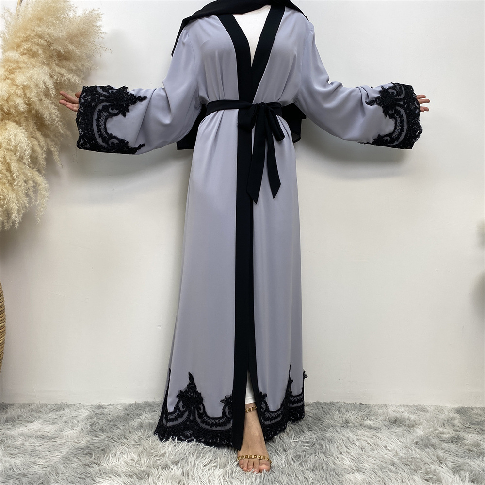 Fashionable embroidered robe casual cardigan islamic long cardigan dress