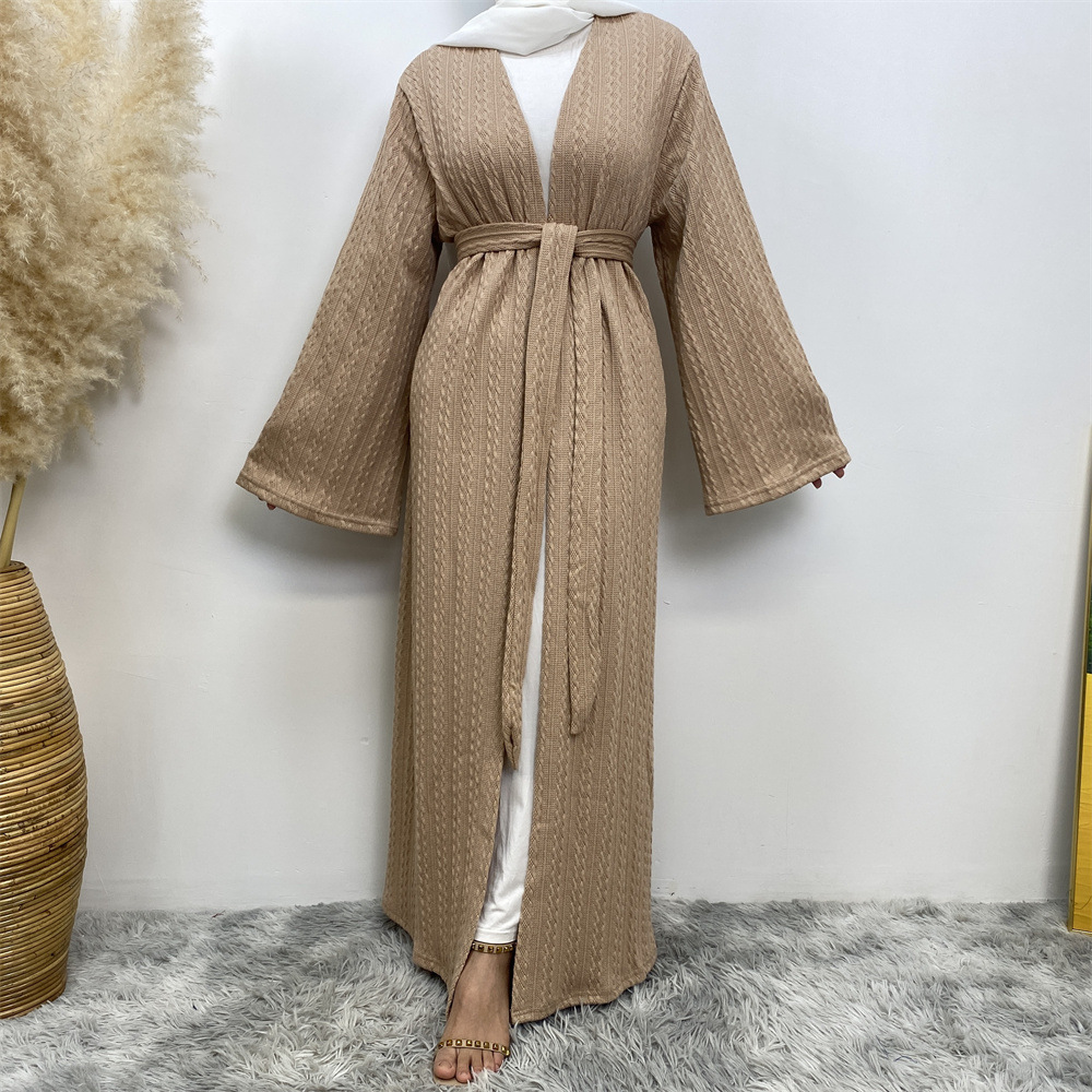 New Loose-Fit Sweater with Wide Sleeves and Side Pockets Open Front Cardigan Robe